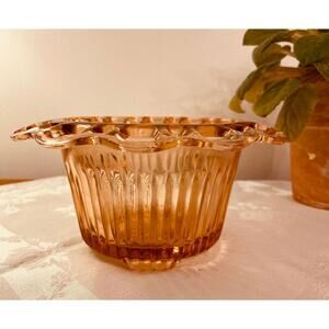 SOLD: Pink Depression Glass Open Rim Serving Bowl | c.1930s–1940s